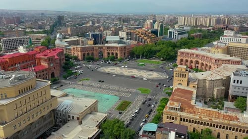 25.07. 2024 Aerial view center of Yerevan, capital of Armenia.