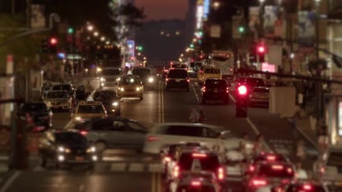 City Traffic Jam at Rush Hour Cars Driving on Crowded Urban Road Streets
