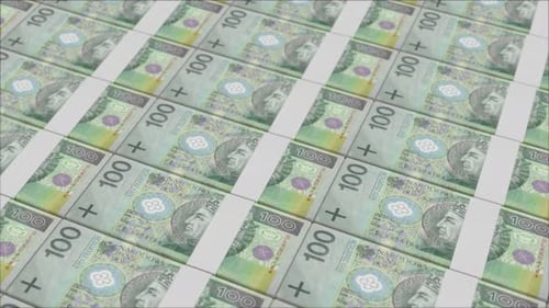100 POLISH ZLOTY banknotes printed by a money press