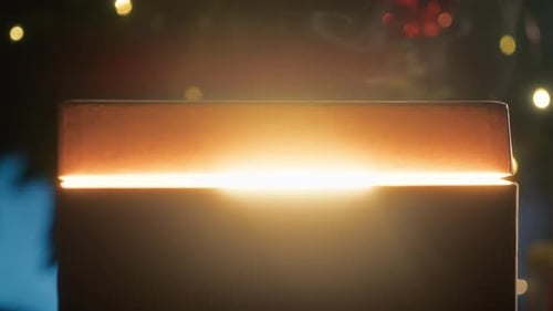 Glowing Gift Box Underneath Christmas Tree