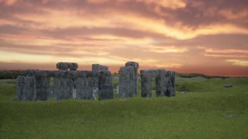 Stonehenge In England With Sunset Time