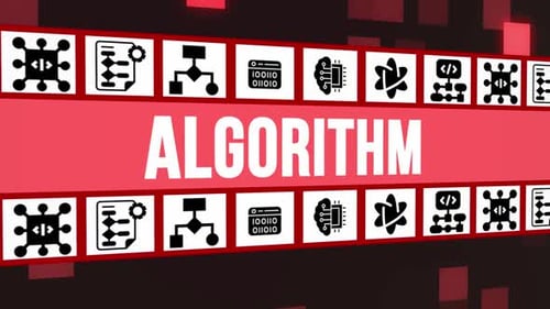 Algorithmus-Konzept mit Icons auf digitalem Hintergrund