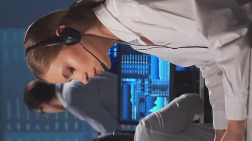 Team of Brokers is Working in Office Using Workstation and Analysis Technology Workplace of