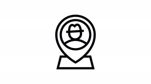 Animated Line Art Person Location Pin Icon