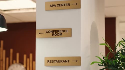 Signs Directing to Spa, Conference Room, Restaurant