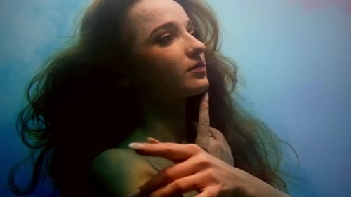 Beautiful Romantic Woman Inside Depth of Pool Underwater Portrait Slow Motion Graceful Lady