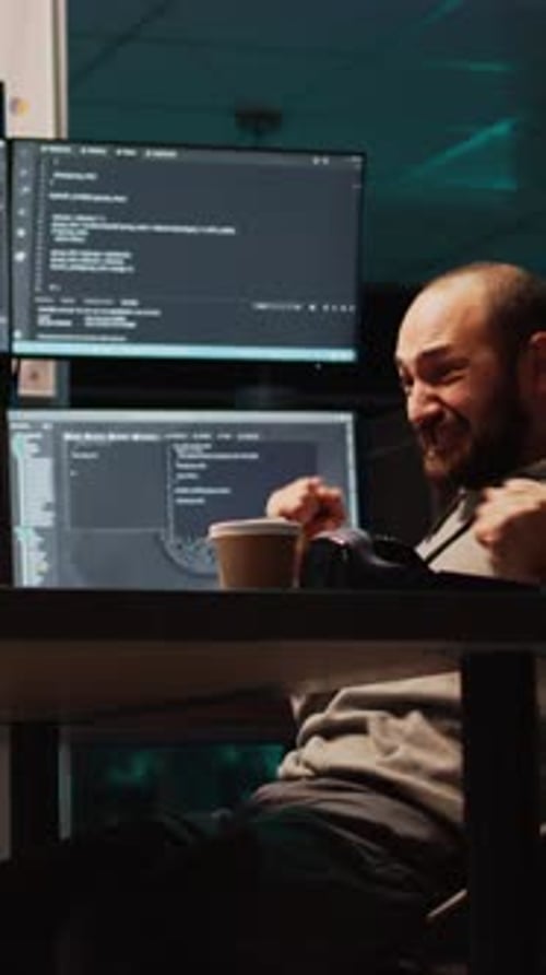 Entwickler von vertikaler Videosoftware feiert Programmierleistung und gibt Programmiercode Code