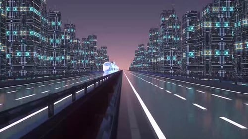 futuristic modern train, monorail fast driving in sci fi tunnel, coridor. Concept of future. Realist