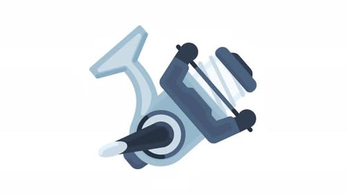 Animated Fishing Reel Flat Design Icon