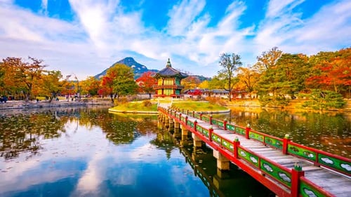 Time lapse of Gyeongbokgung Palace in Seoul City,South Korea
