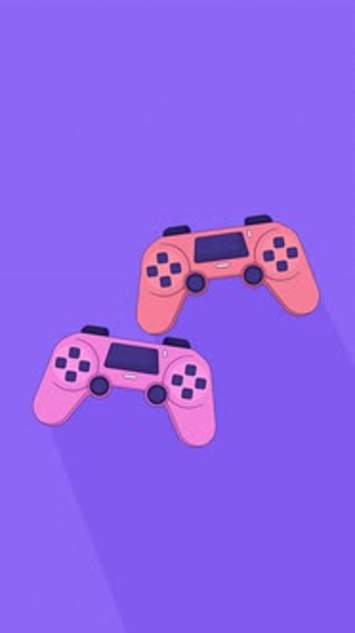 Swaying game controllers on purple background lofi vertical animation