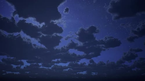 Animated Night Sky with Moving Clouds and Stars