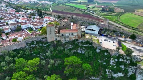 Drone shot of castle in Portugal.