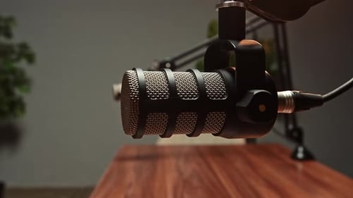 Professional Podcast Microphone a CloseUp