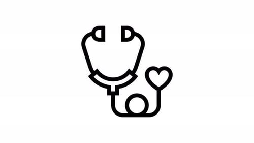 Medical Stethoscope Heart Line Icon Animation