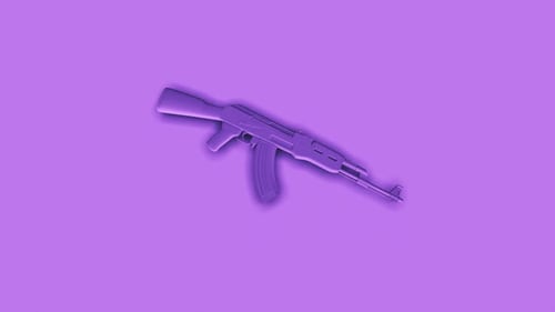 Minimalist Purple AK-47 Rifle Rotating Loop Animation