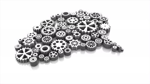 Brain Concept of Cogs and Gears Spinning Animation