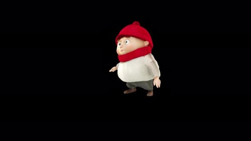 3D Animated Character Walking in Red Winter Outfit Loop