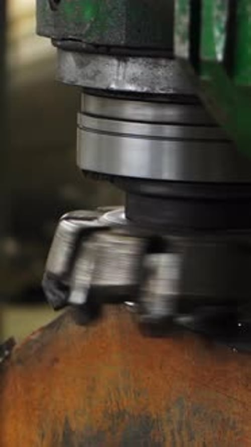 Industrial Machine Milling Metal with Sparks in Factory