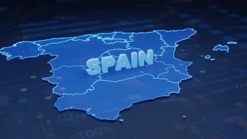 Futuristischer digitaler Hintergrund der Spanien-Karte