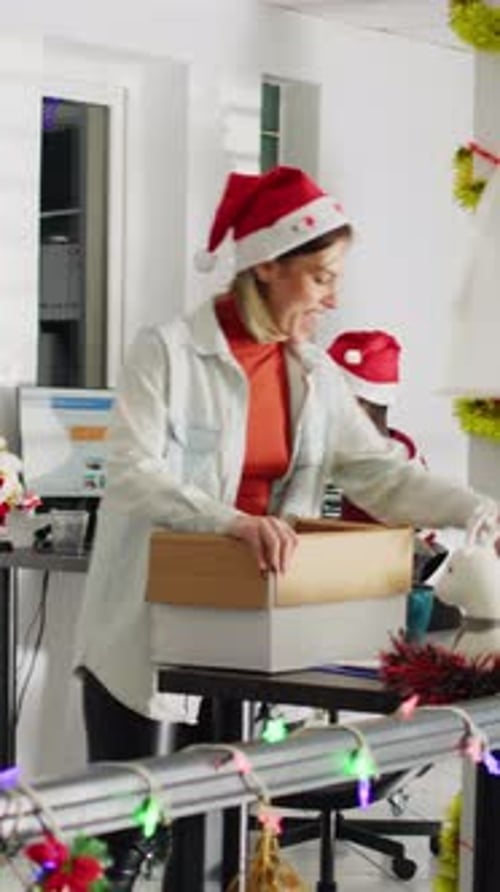 Vertical Video Happy Employee Quitting Before Christmas