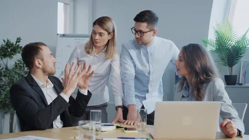 Professional Company Leaders Working at Boardroom in Office Executive Team Business People Listening