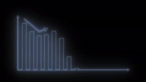 Neon Animated Bar Chart and Line Graph Data Trend