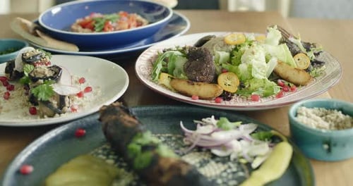 Eastern Cuisine Georgian National Cuisine Food on the Table in the Restaurant Oriental Food