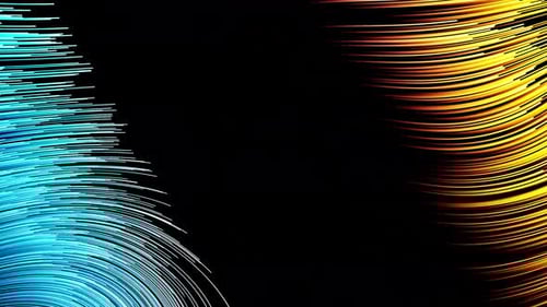 Blue And Yellow Waves Stripes Vj Loop On Black Background 4K