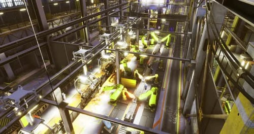 Chaîne de montage robotique fonctionnant dans une usine de fabrication moderne