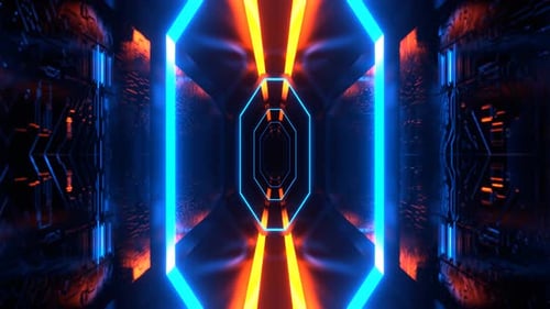 Orange And Blue Sci Fi Cybernetic Strobe Tunnel Background Vj Loop I 4K