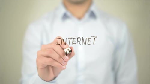 Internet Ads, Man Writing on Transparent Screen