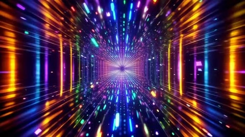 Abstrakte Neon-Tunnel-Bewegungsgrafik mit lebendig leuchtendem Schwein