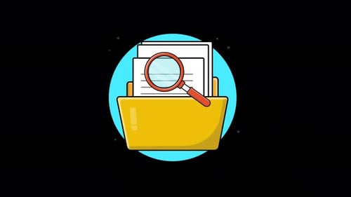 Flat Design Animated Icon: Document Search and Analysis