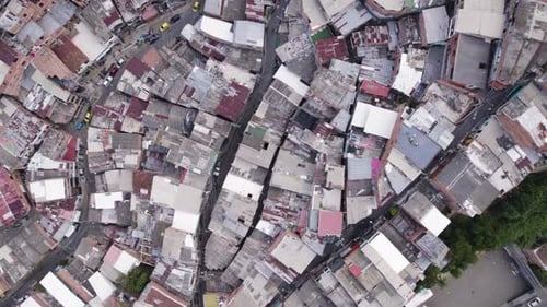 Birdseye Aerial Drone Flyover Comuna 13 In Medellin Colombia, 4K Resolution