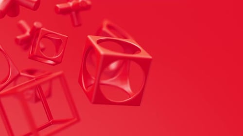 Abstract 3d Red Geometric Shapes Rotating Animation Loop Modern Minimalistic Background 3d Render