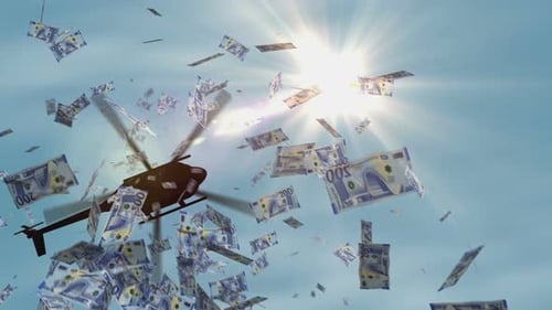 Azerbaijan Manat AZN 200 banknotes helicopter money dropping