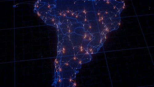 South America Map Big Data Visualization Futuristic Digital Map Infographic of South America Region