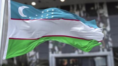 Uzbekistan National Flag Waving Animation