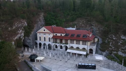 Aerial view of the Postojna cave in Slovenia