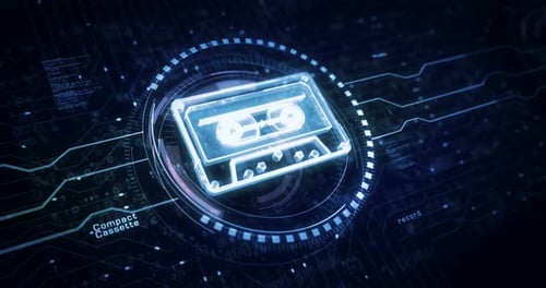 Concepto digital del símbolo de grabación de casete de audio