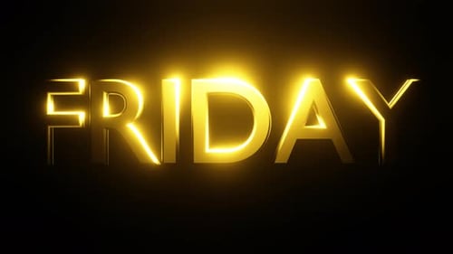 3D animated abstract background of the word FRIDAY.