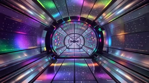 Sci Fi Space Tunnel with Vibrant Disco Light Effects