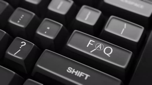 3D Animated FAQ Key Press on a Computer Keyboard