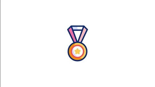 Animated Medal with Star Icon Flat Design