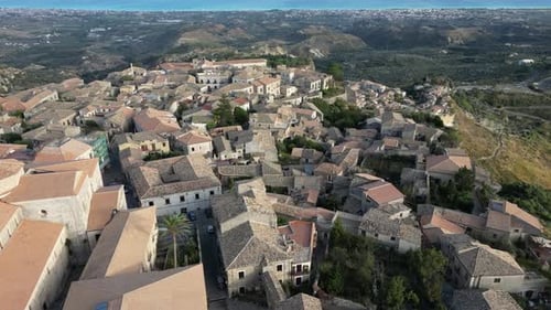 Aerial video of Italian Medieval village of Gerace, Calabria