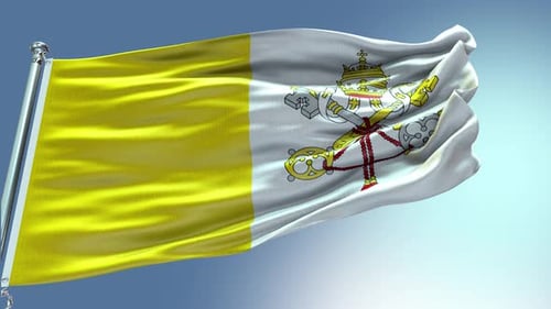 Realistic 3D Vatican City Flag Waving Animation