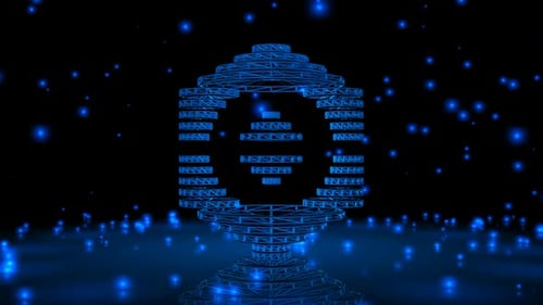 Background with Falling Blue Particles, Reflection, Exclusive, 3D Render, Wireframe of Shape