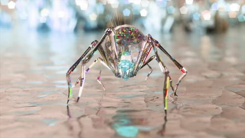 A Diamond Spider Walks on a Glass Mirror Surface