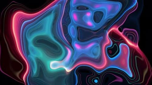 Abstract Fluid Neon Glowing Shapes Animated Background Loop